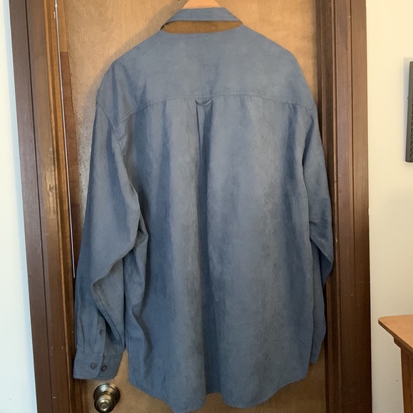 North River Outfitters Mens XXL Faux Suede Long Sleeved Shirt Slate Blue / Brown - Picture 7 of 7